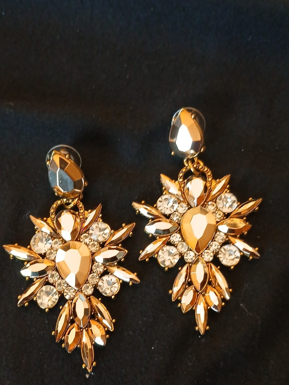 Sohi Women's Royal Gold Earrings With Crystal Accents.